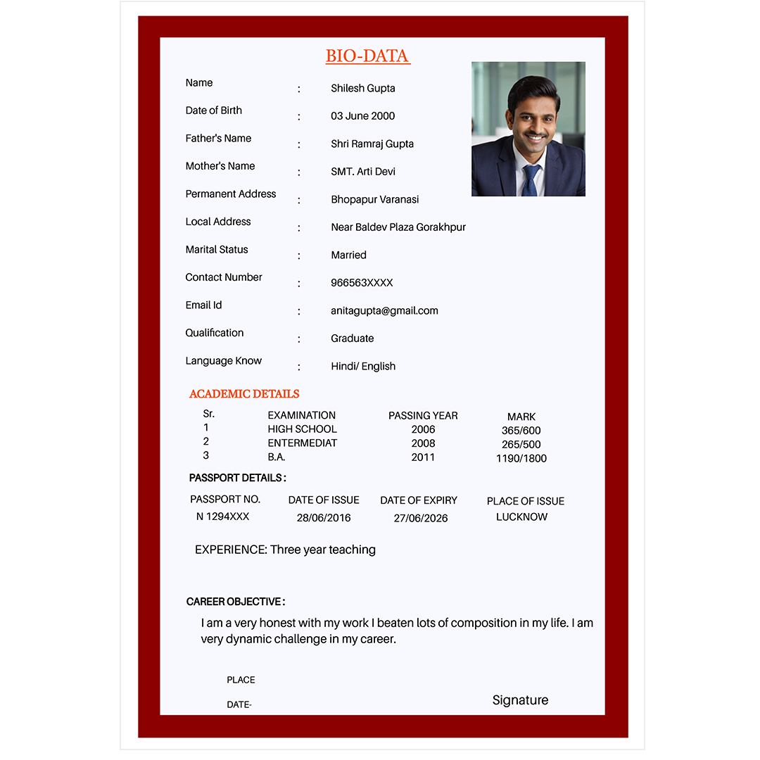 Bio Data Format