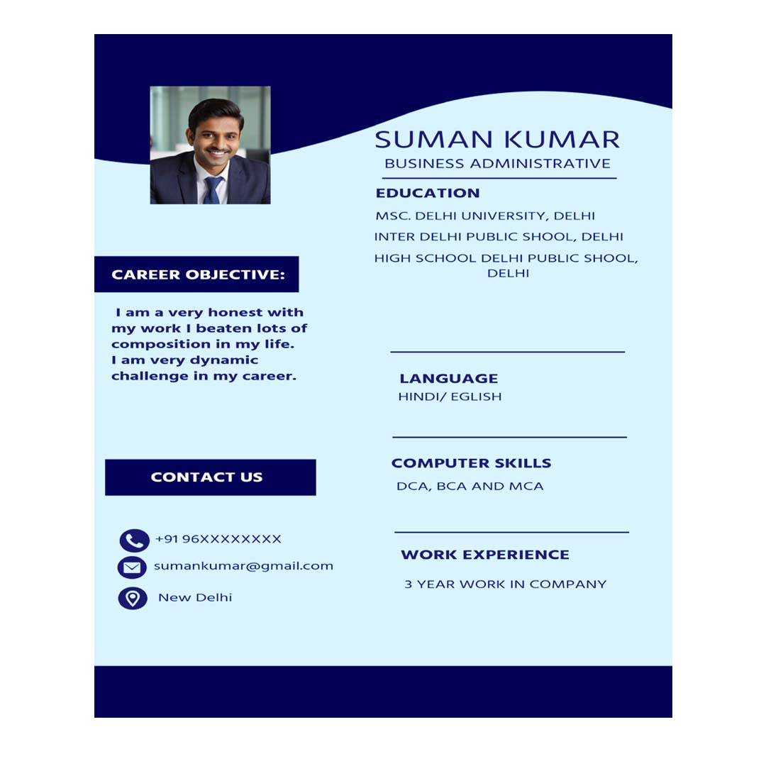 Bio Data format For Professional Job
