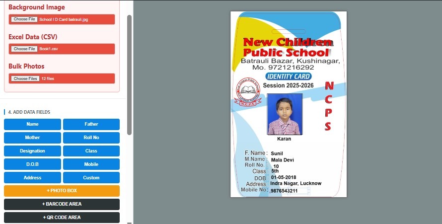 School ID Card Generator for bulk student ID cards