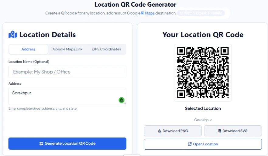 Location QR Code Generator by CSC Designer